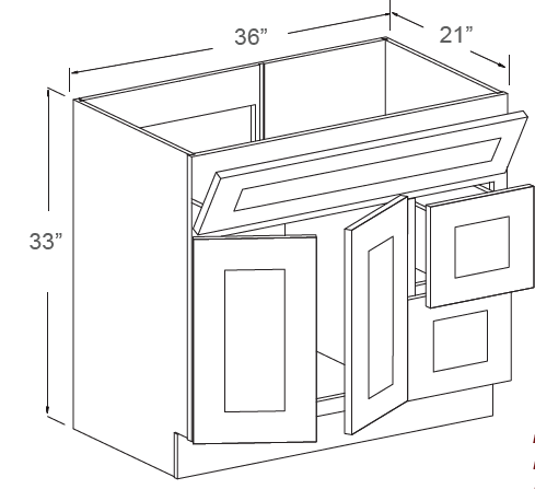 Vanity sink cabinet left drawer