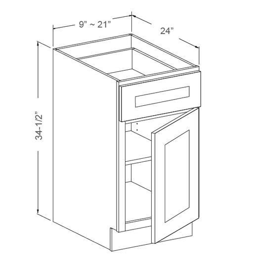 Base cabinet with 1 drawer and 1 door