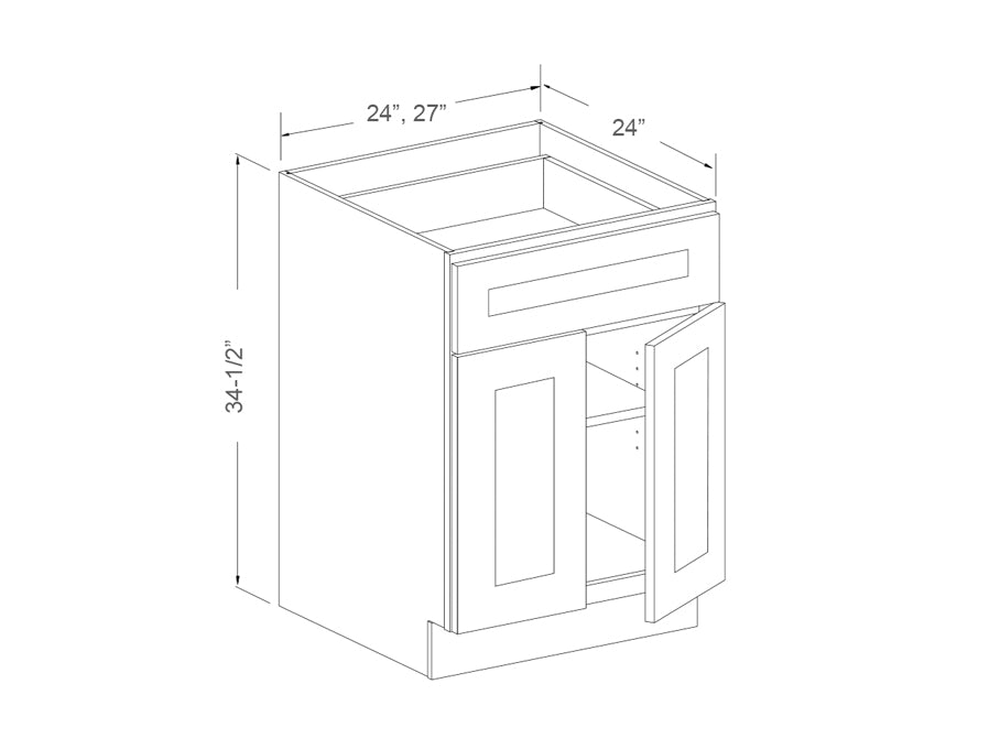 Base cabinet with 1 drawer and 2 doors
