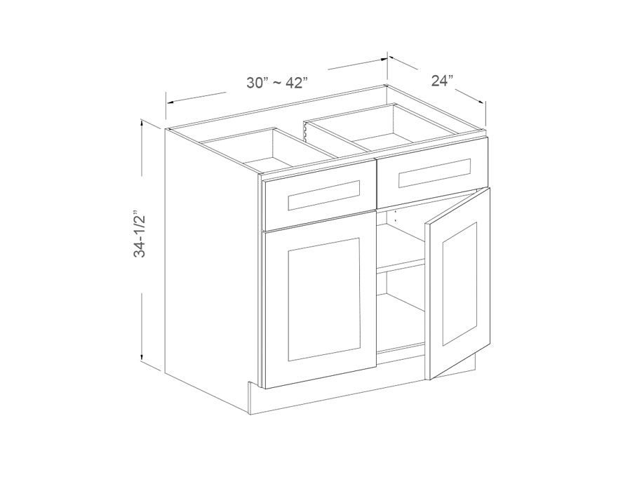 Base cabinet with 2 drawers and 2 doors