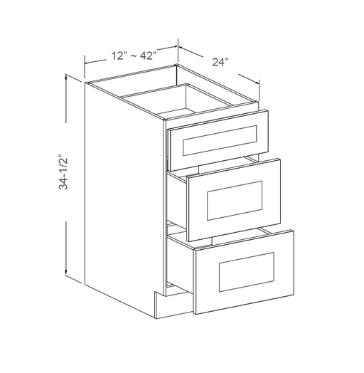 Drawer base with 3 drawers