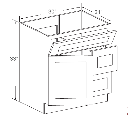 Vanity sink cabinet left drawer
