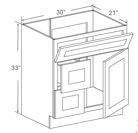 Vanity sink cabinet right drawer
