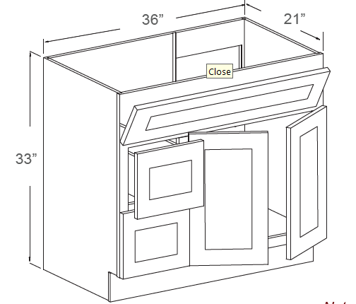 Vanity sink cabinet right drawer
