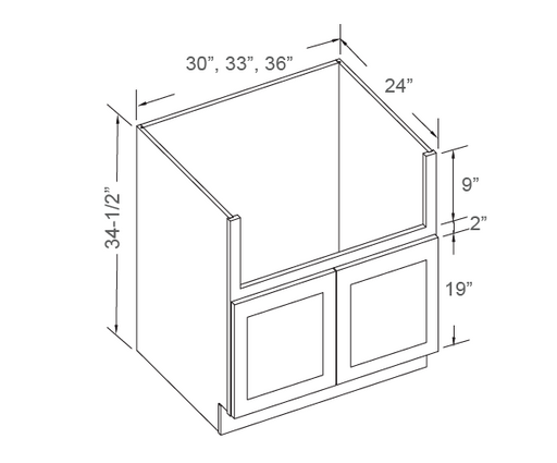 Farm sink base with 2 doors