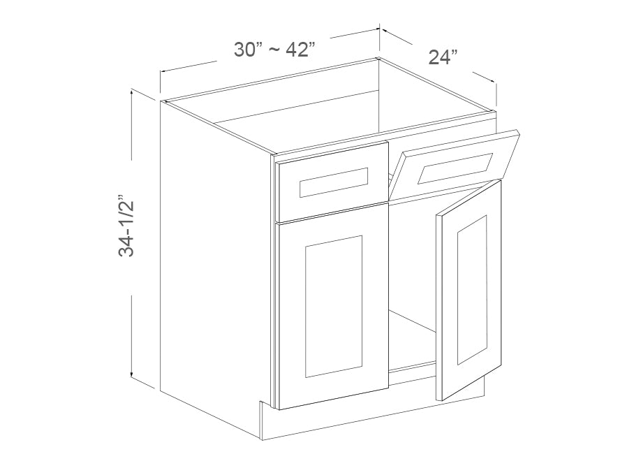 Sink base with 2 doors