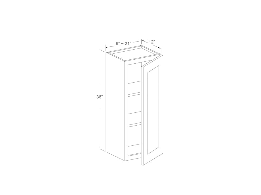Wall cabinet 36&quot; high, one door