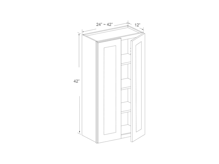 Wall cabinet 42" high, two door