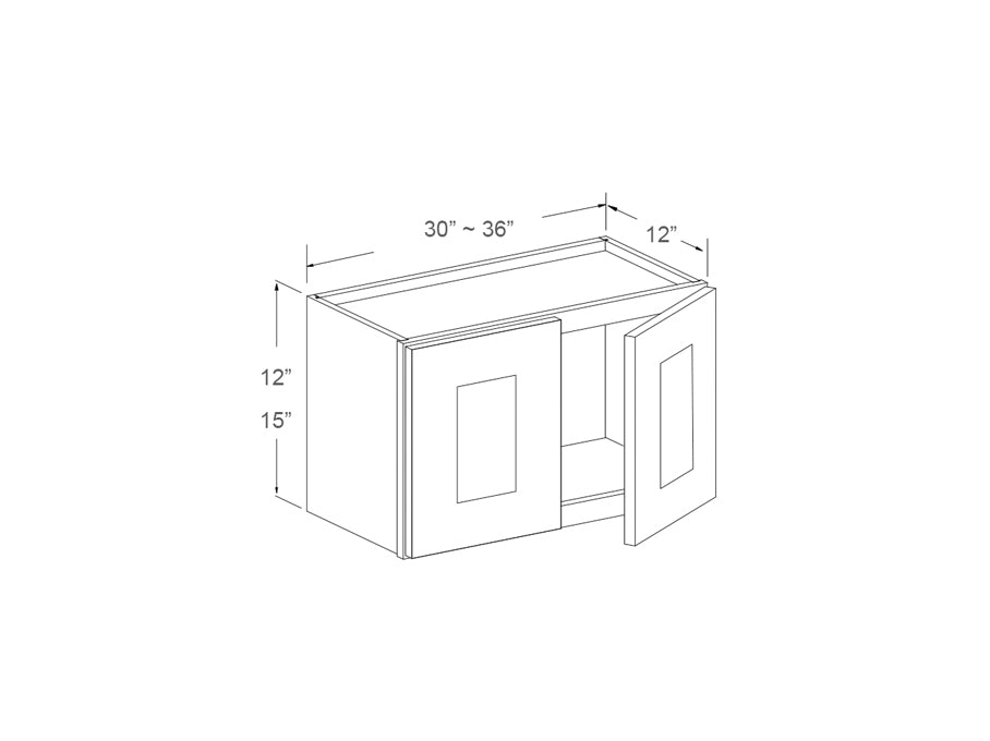 Wall cabinet 15" high, two door