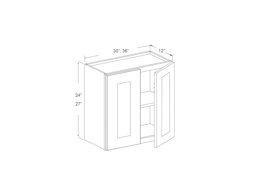 Wall cabinet 27" high, two door