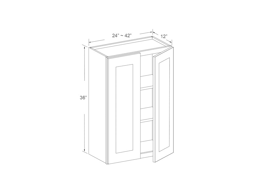 Wall cabinet 36" high, two door